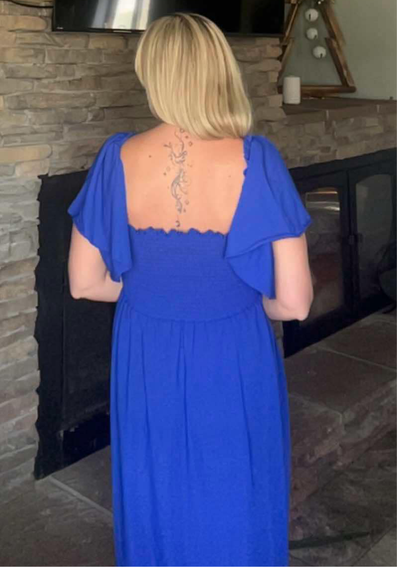 Square Neck Smocked Midi Dress