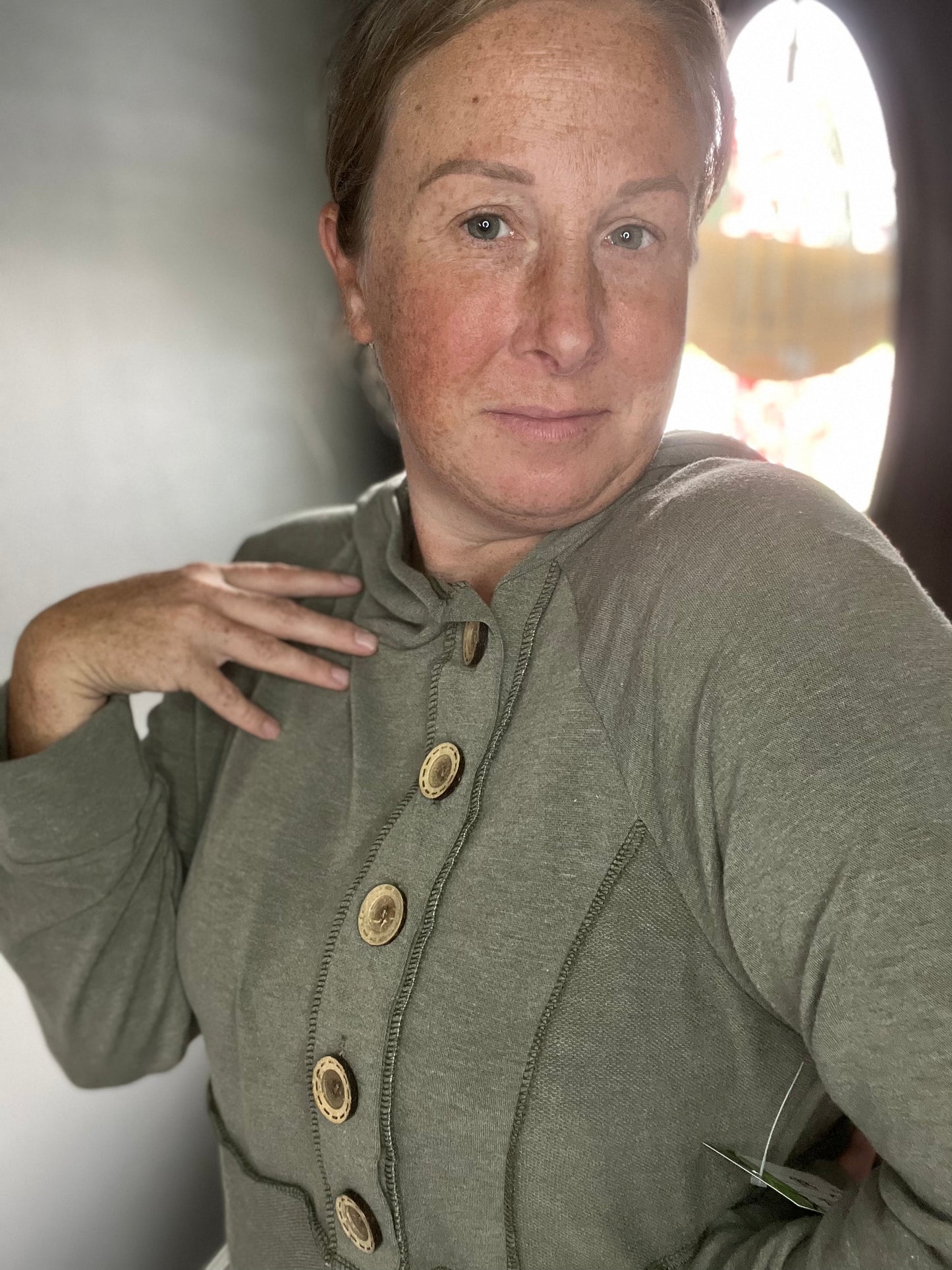 Plus Long Sleeve Button Down Hoodie