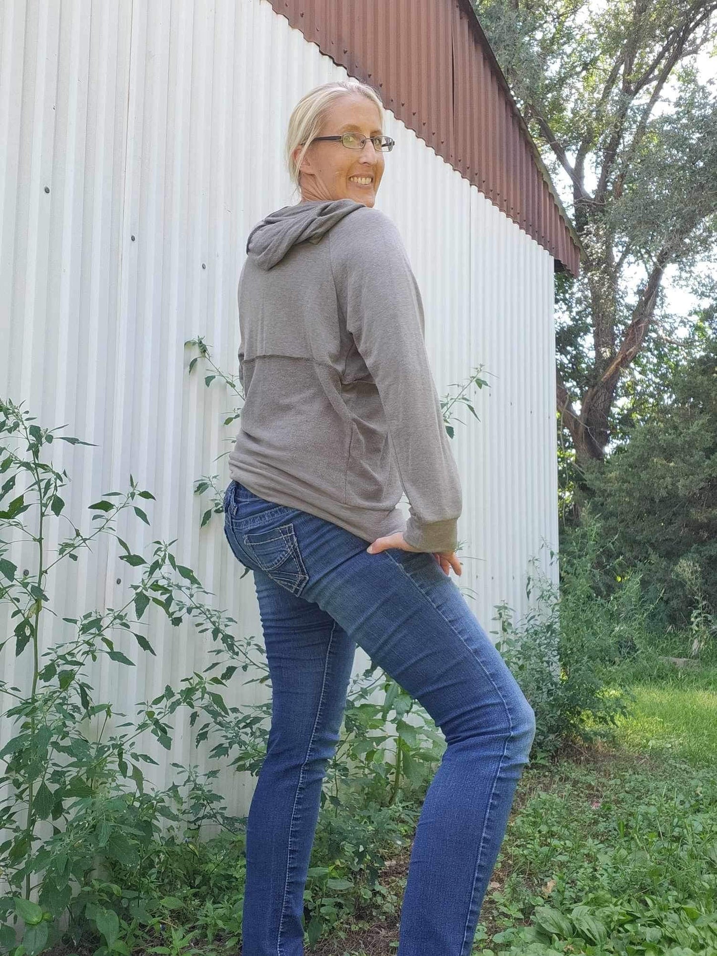 Plus Long Sleeve Button Down Hoodie