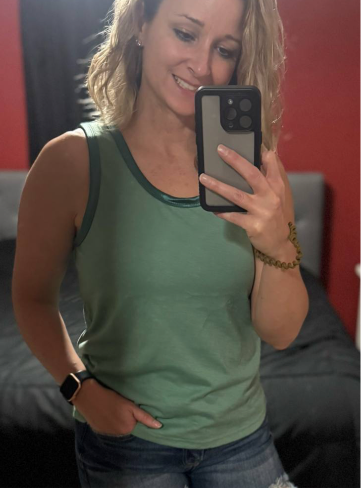 Metallic Edged Scoop Neck Tank