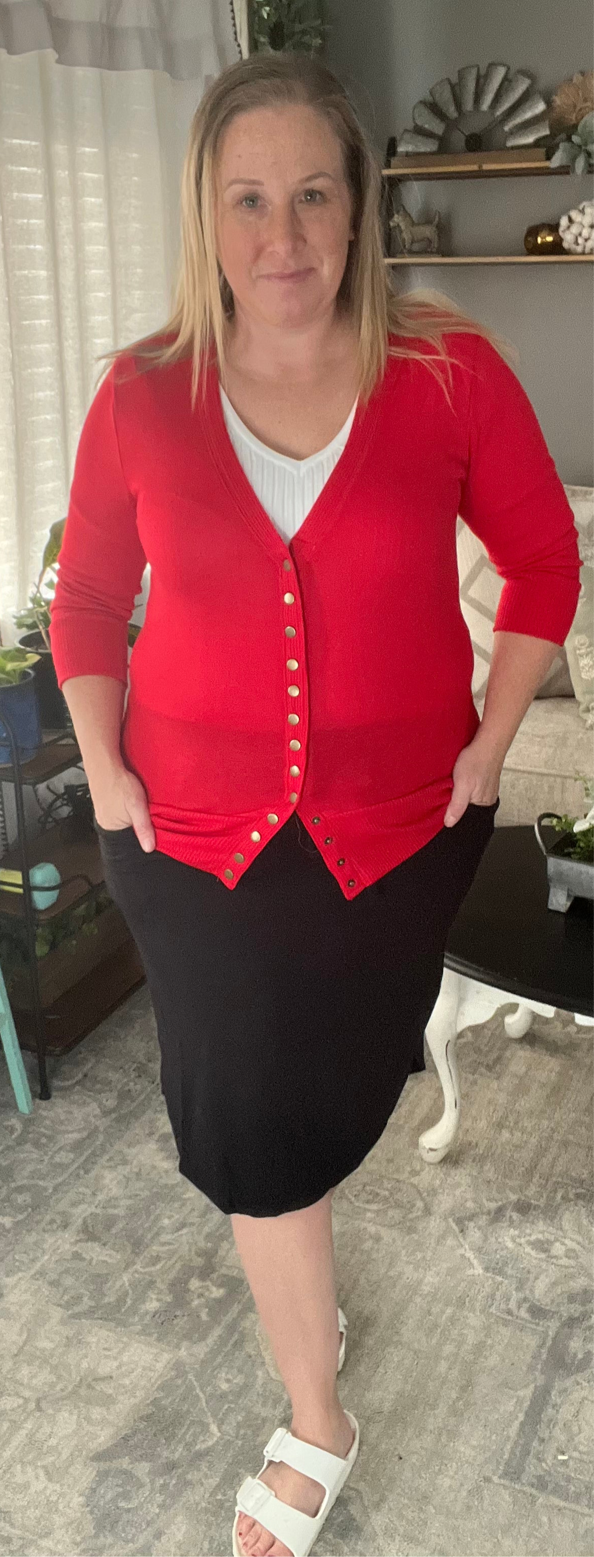 Solid Front Snap Cardi