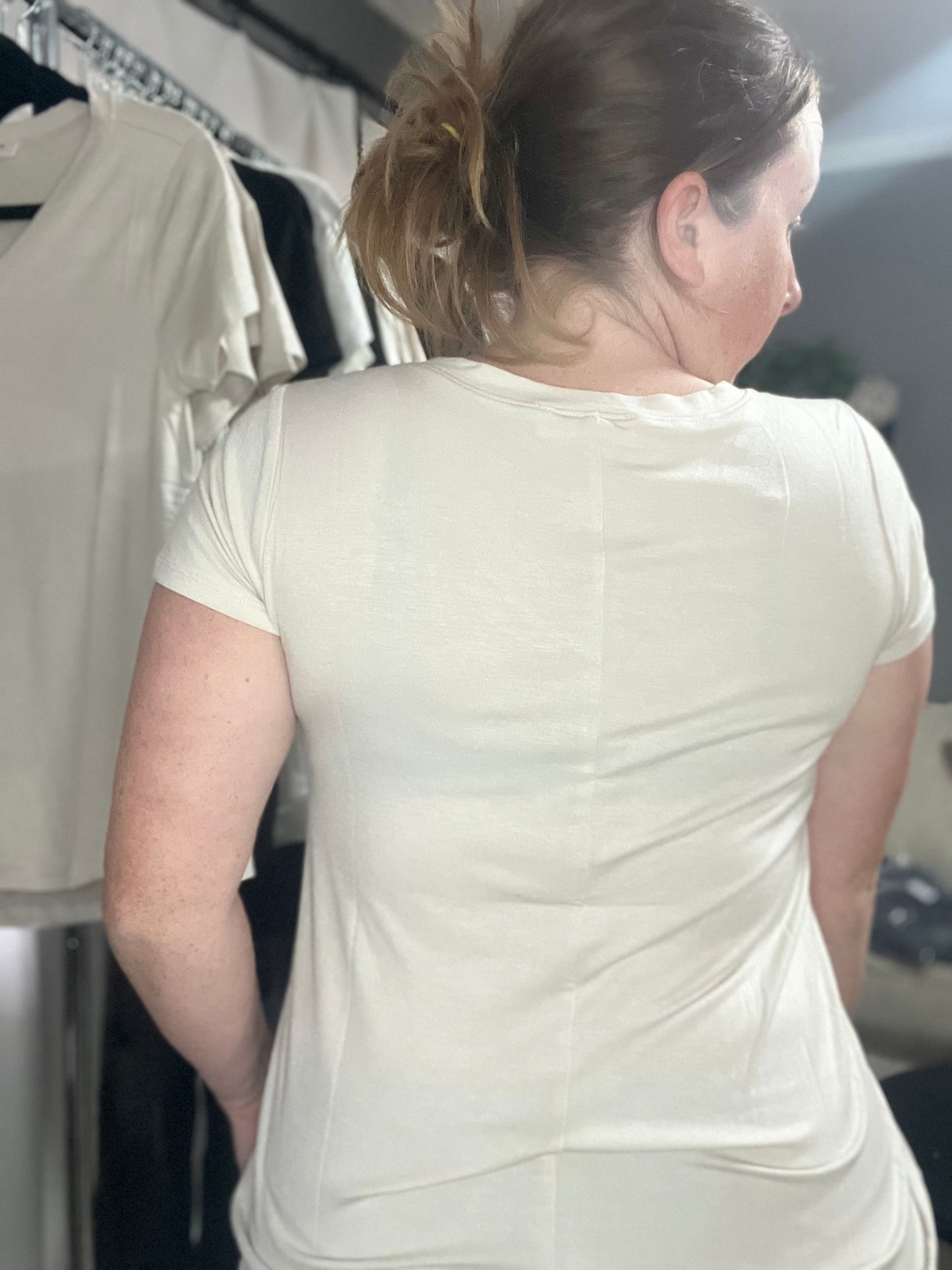 Rayon Short Sleeve Round Neck Top