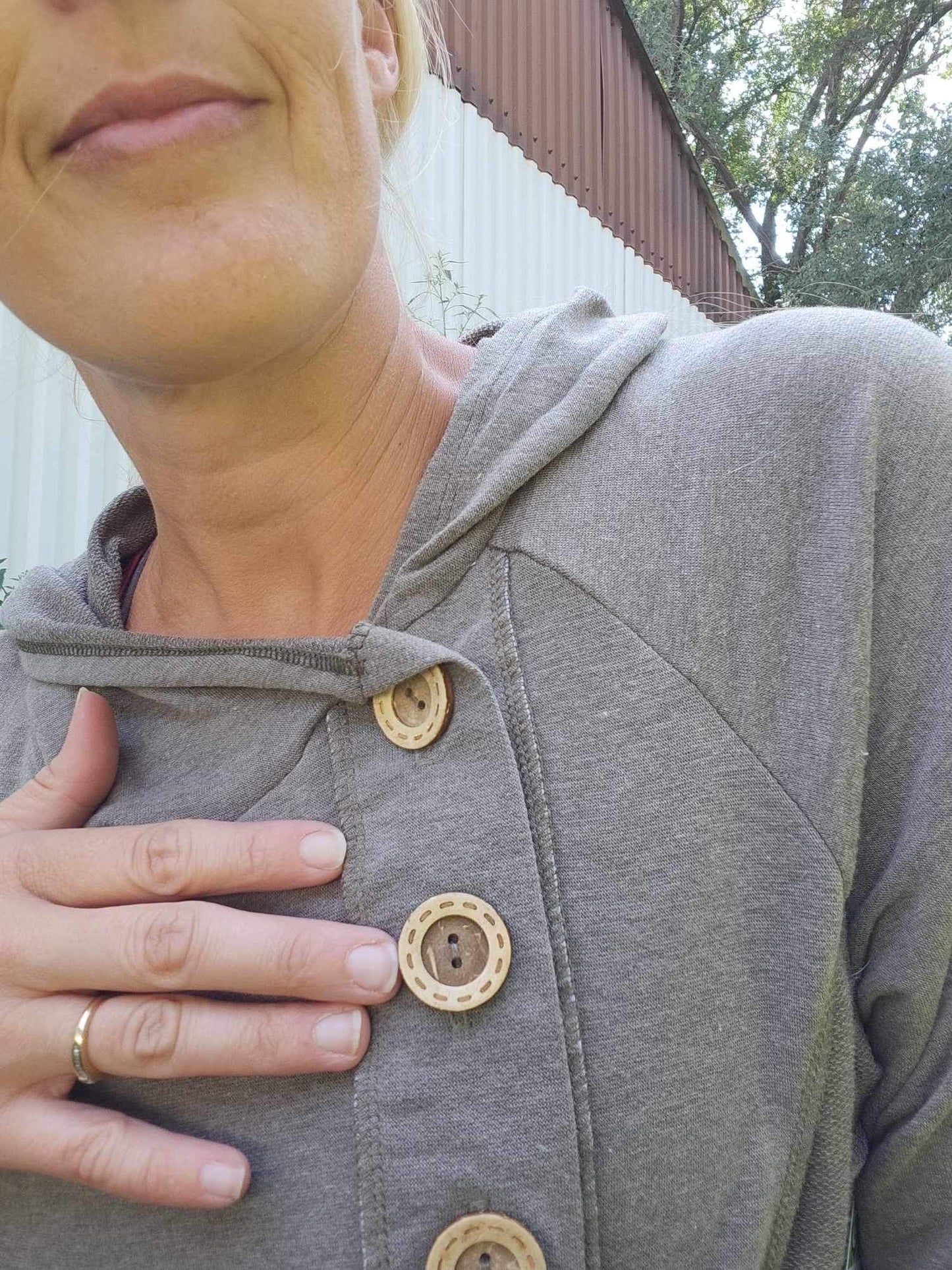 Plus Long Sleeve Button Down Hoodie