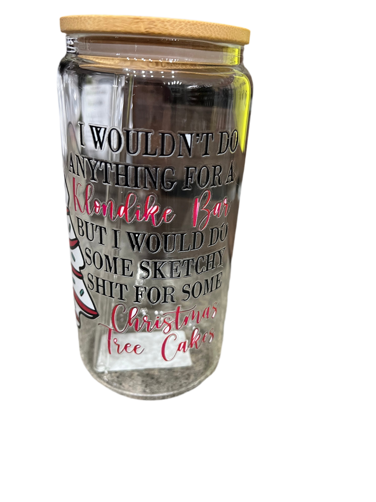 Christmas Tree Cake Water Cups with Bamboo Lid