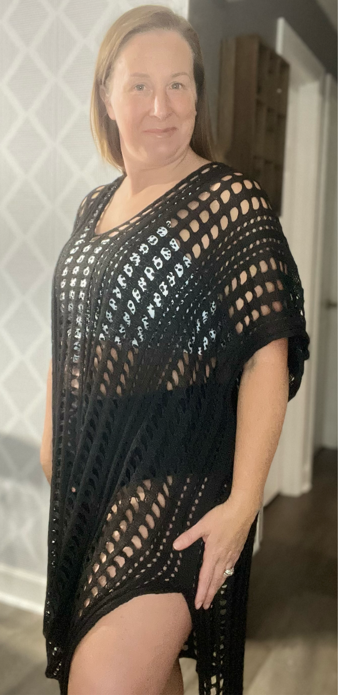 Side Slit Dolman Crochet Cover Up