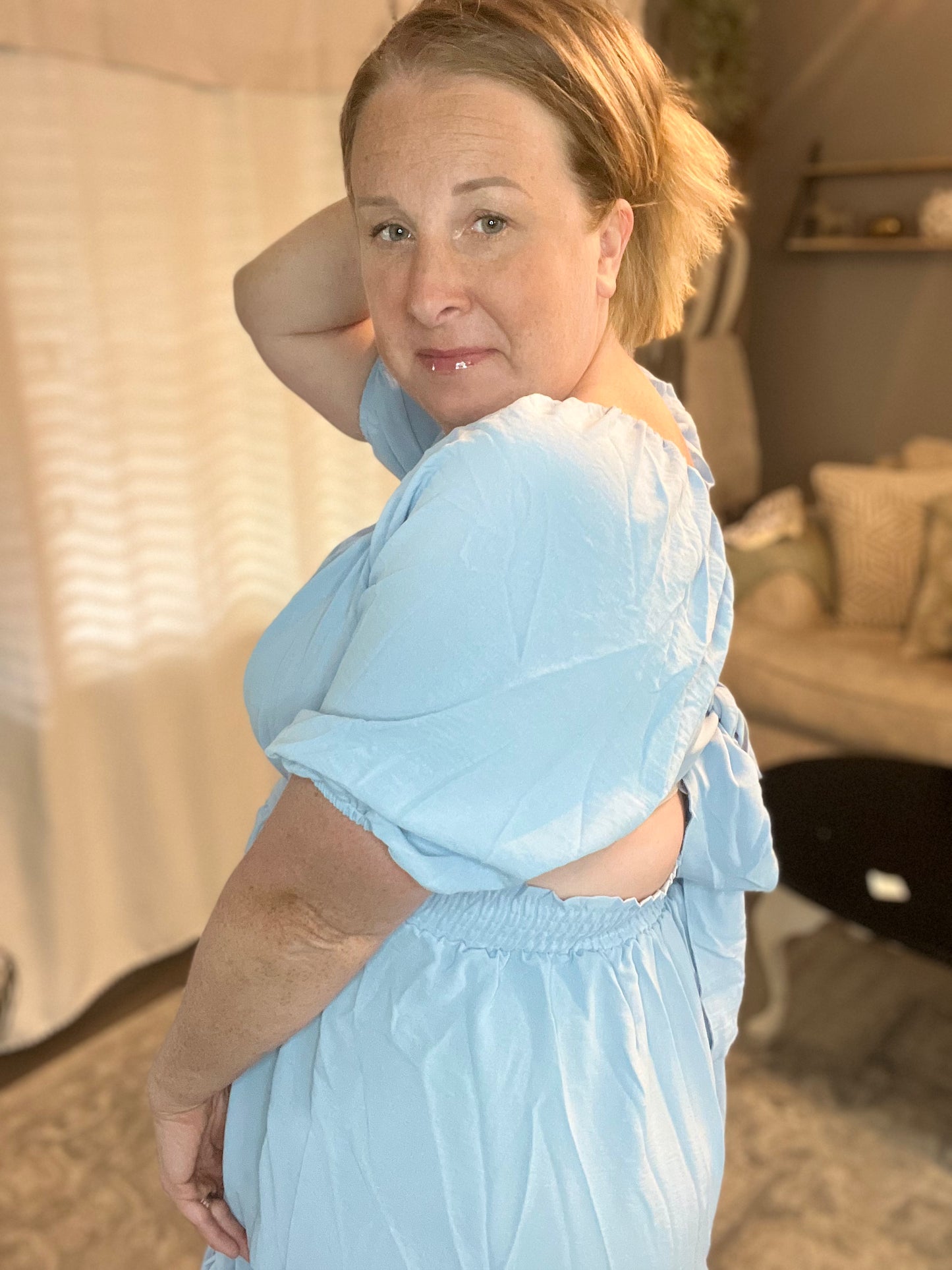 Rushed Ruffle Hem Short Sleeve Dress FINAL SALE