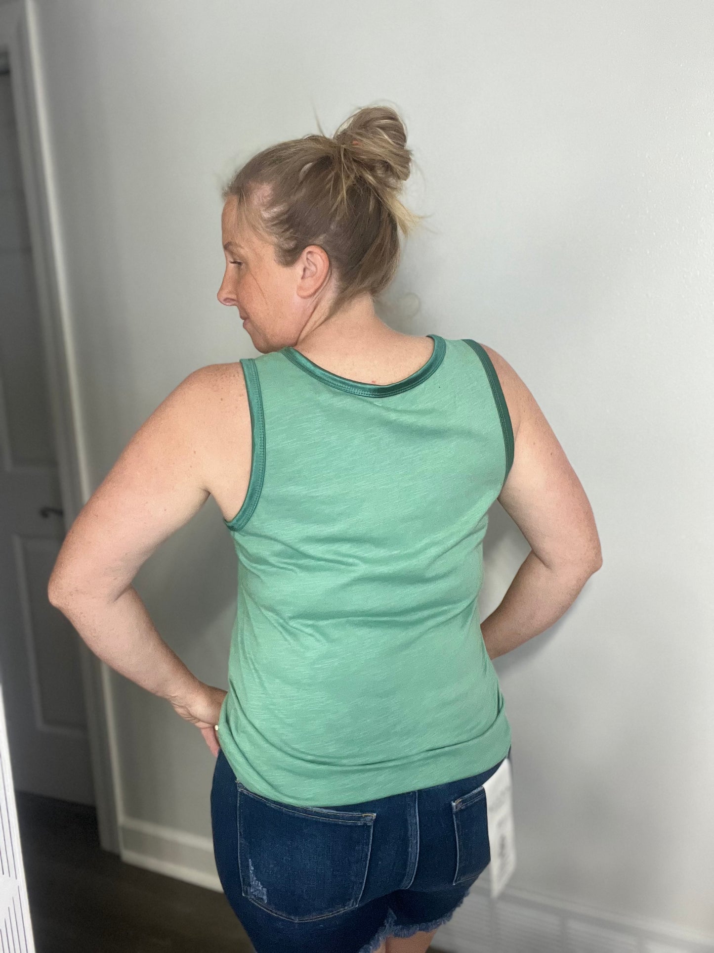 Metallic Edged Scoop Neck Tank