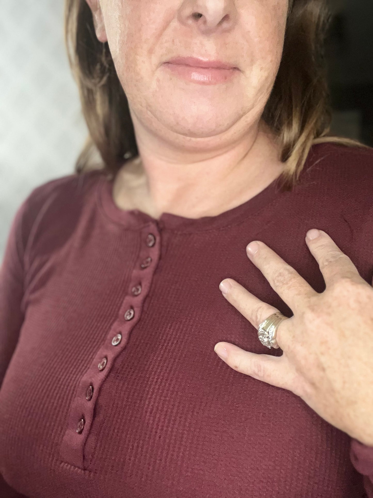 Long Sleeve Thermal Henley With Buttons