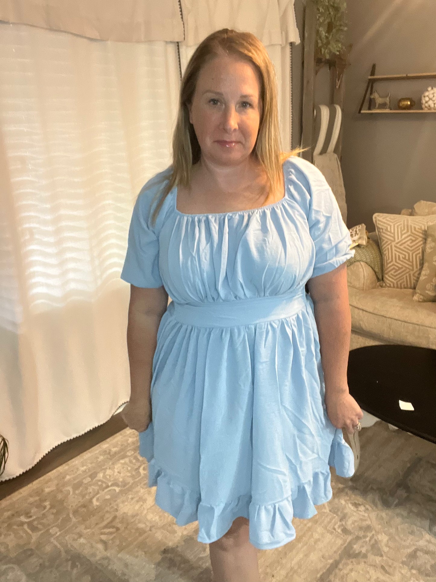 Rushed Ruffle Hem Short Sleeve Dress FINAL SALE