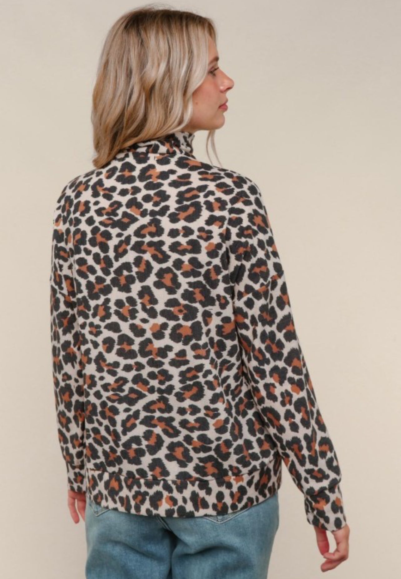 Leopard 1/2 Zip Pullover