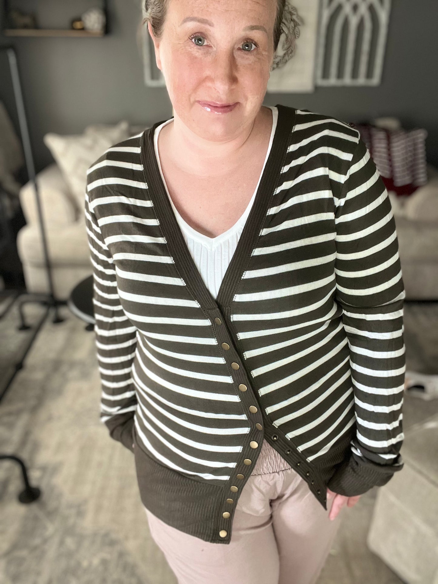 Candy Striped Snap Button Cardi
