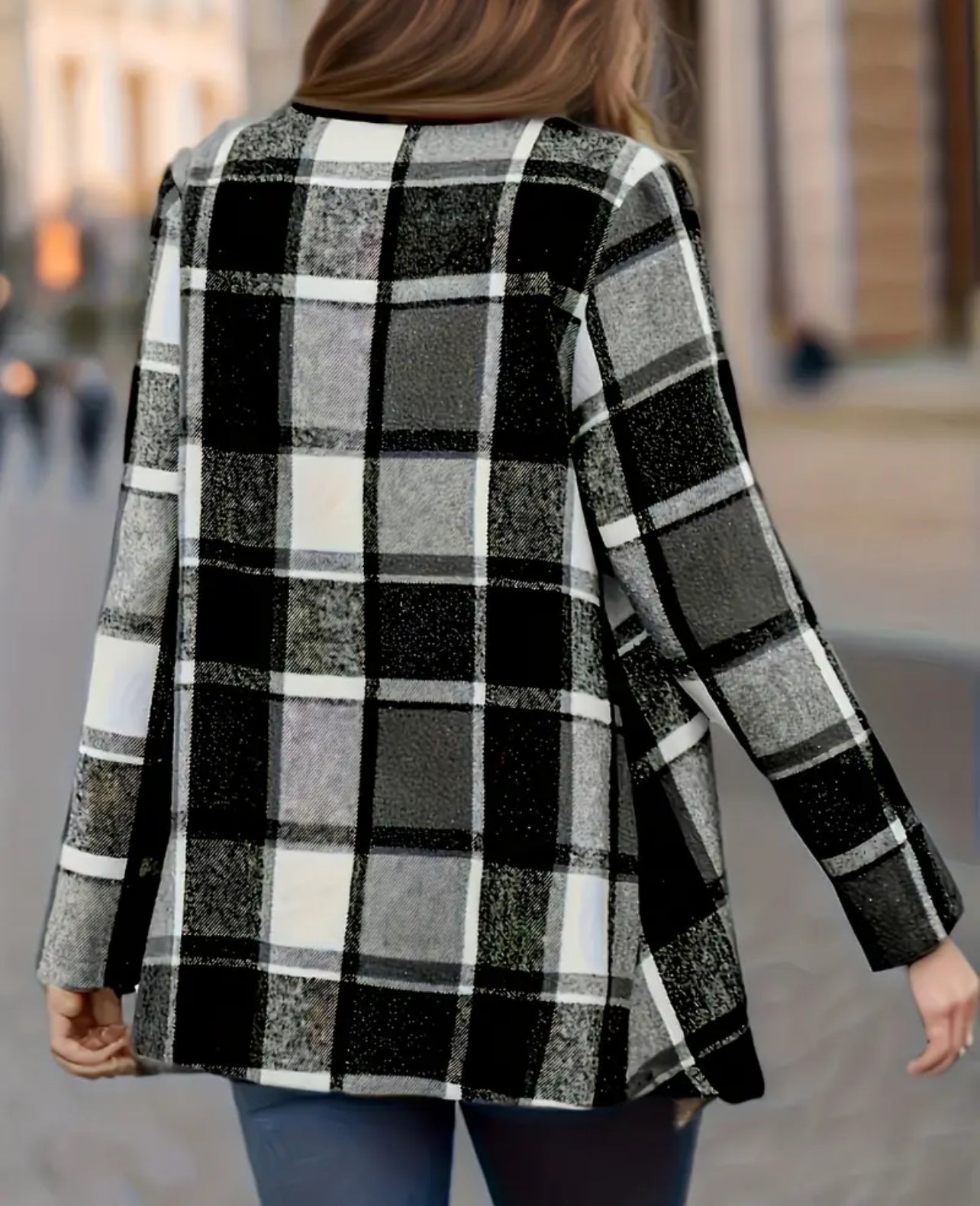 Plaid Shirt Waterfall Cardigan