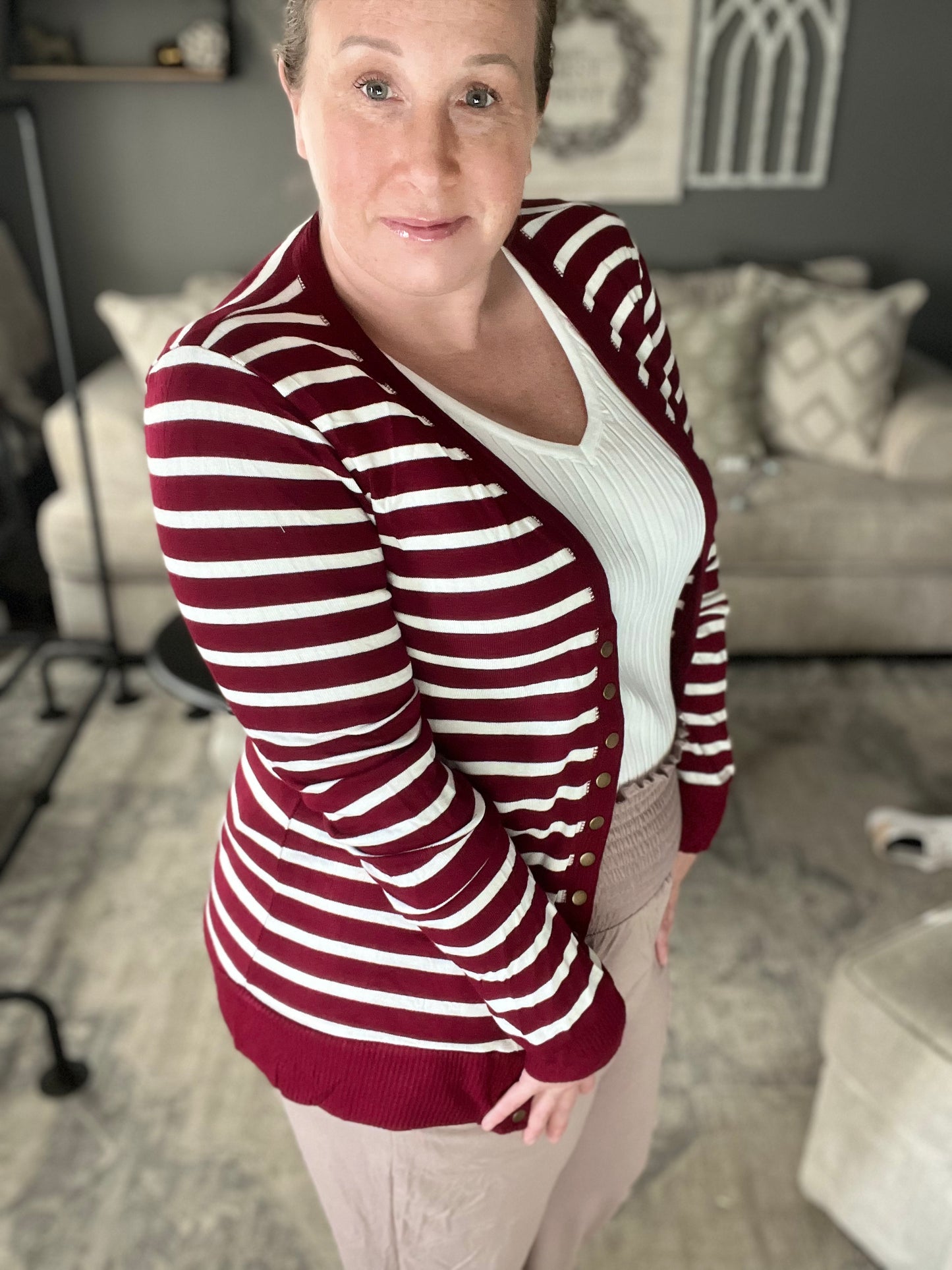 Candy Striped Snap Button Cardi