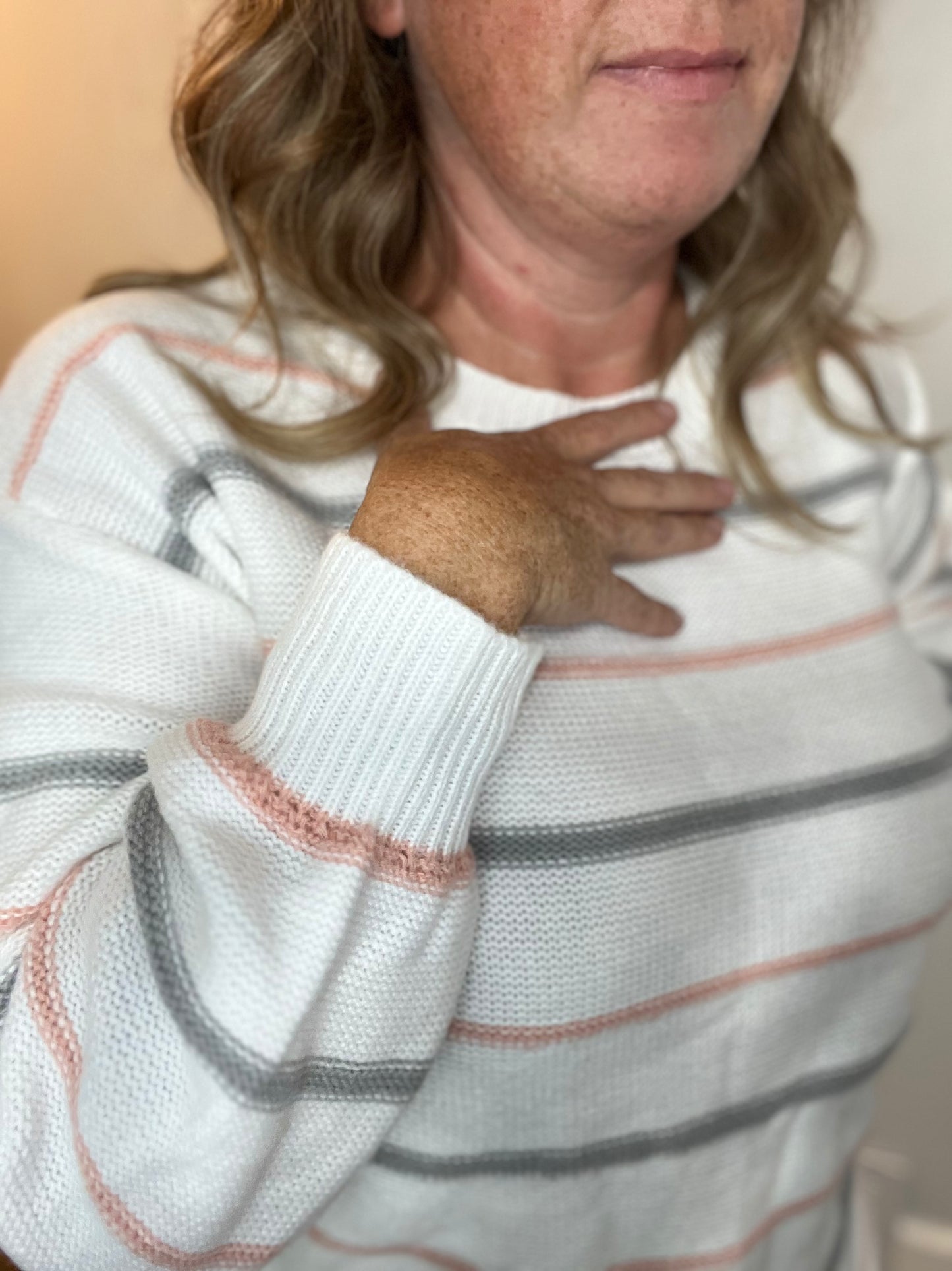 Delicate Stripe Winter White Sweater