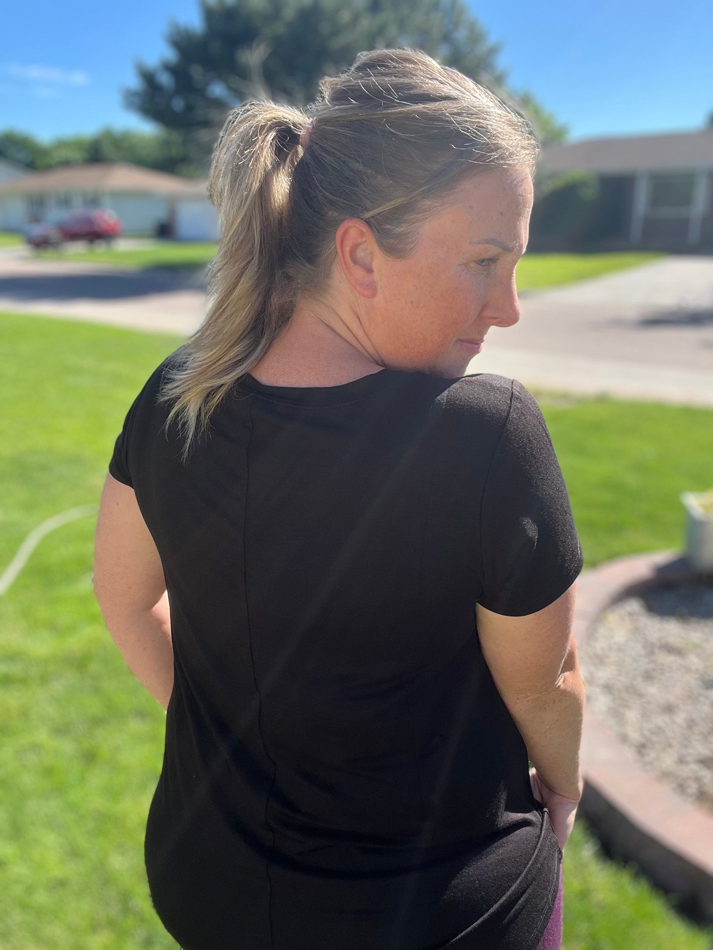 Rayon Short Sleeve Round Neck Top