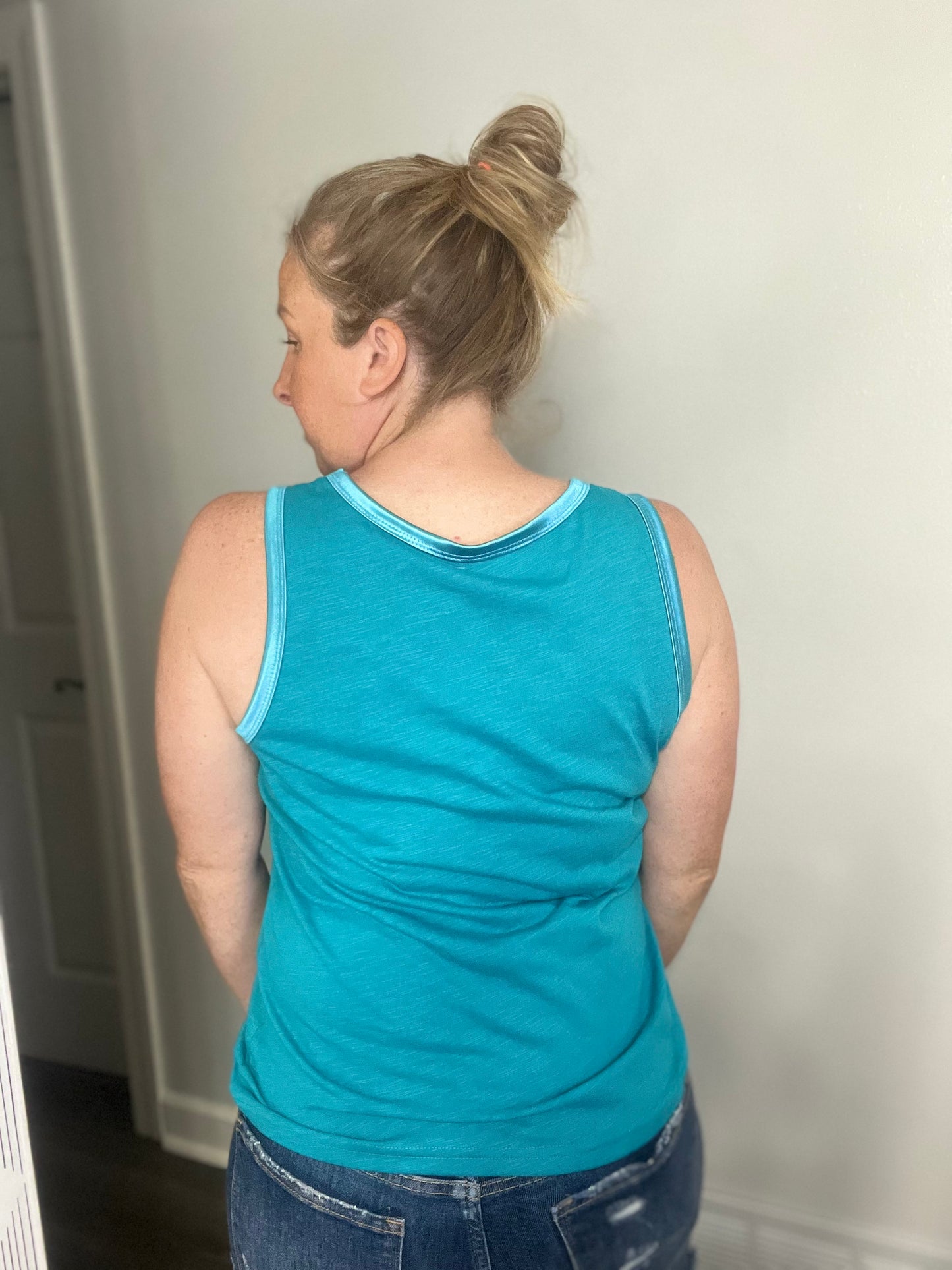 Metallic Edged Scoop Neck Tank