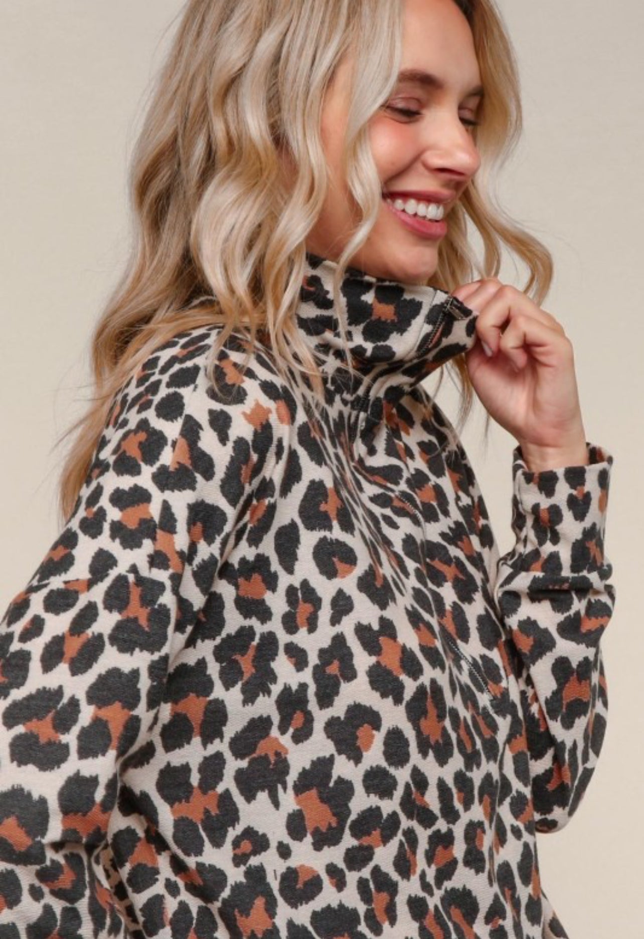 Leopard 1/2 Zip Pullover