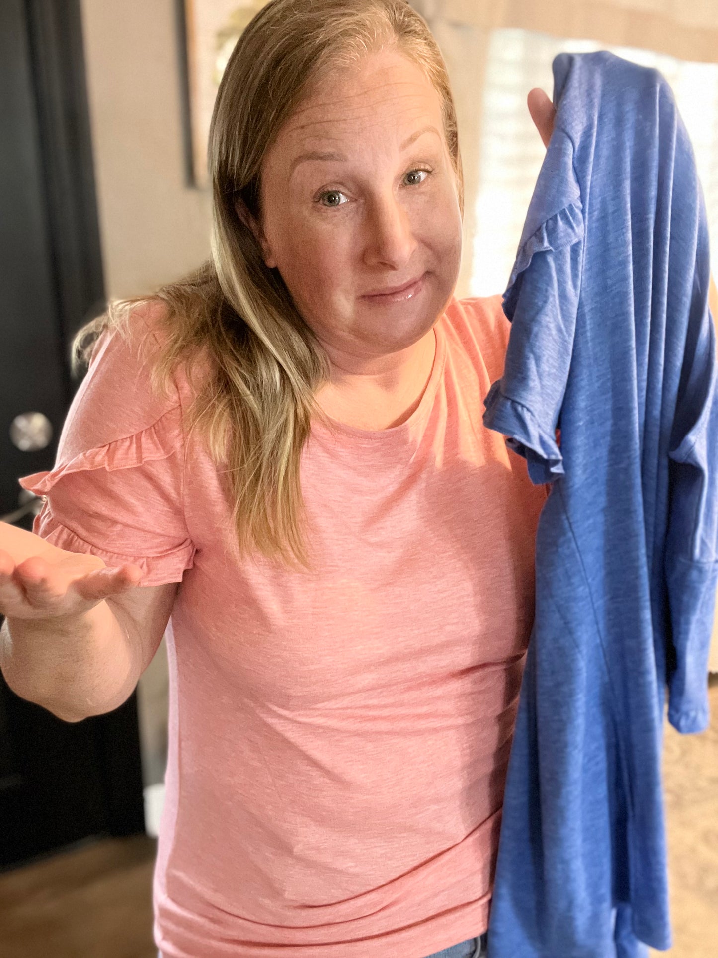 Frill Round Neck Petal Sleeve Top