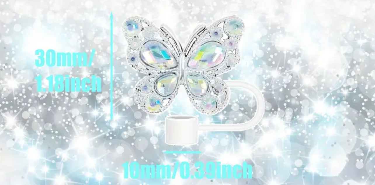 Jeweled Butterfly Straw Covers