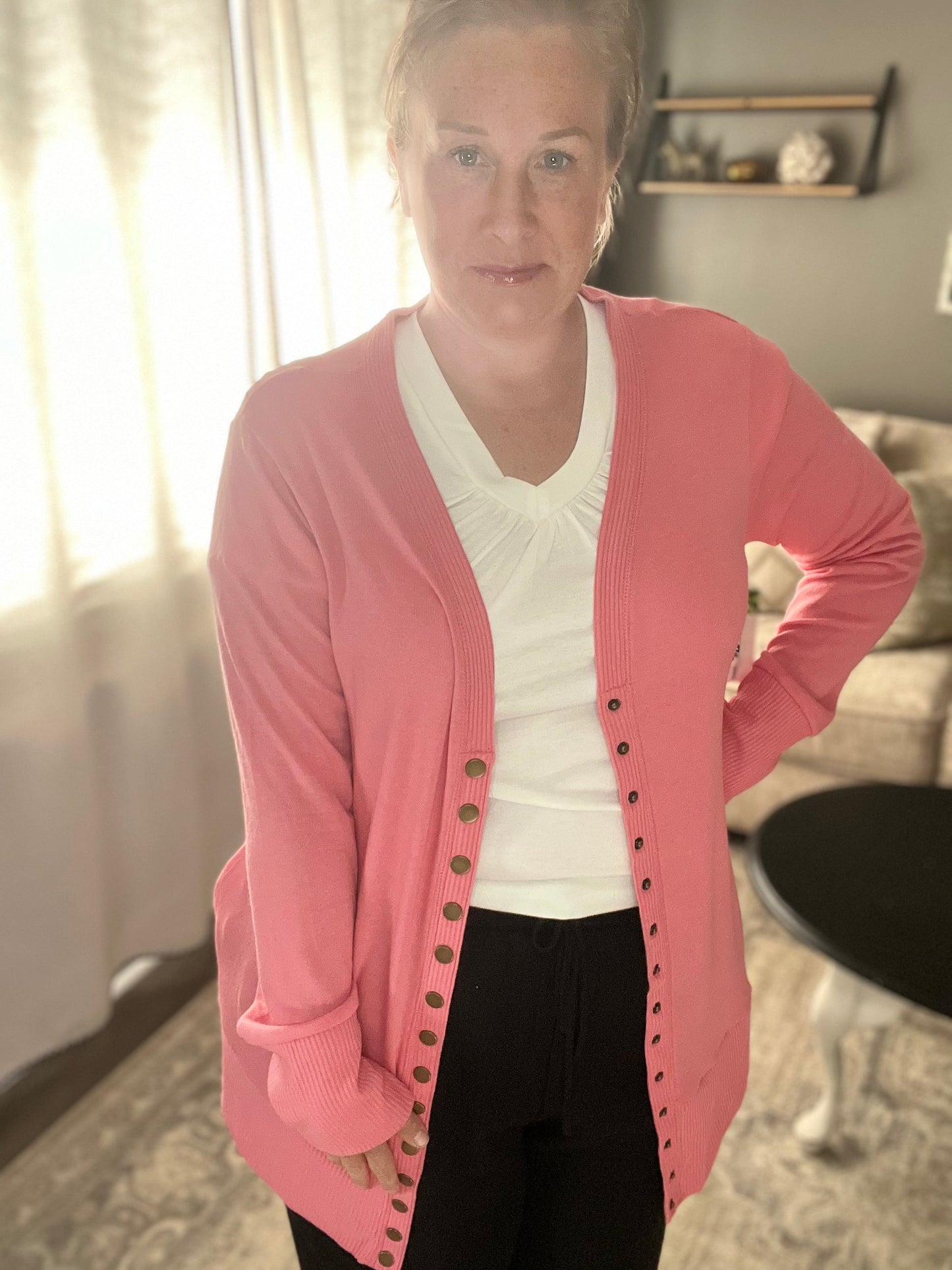 Sandy Plus Solid Front Snap Cardigan