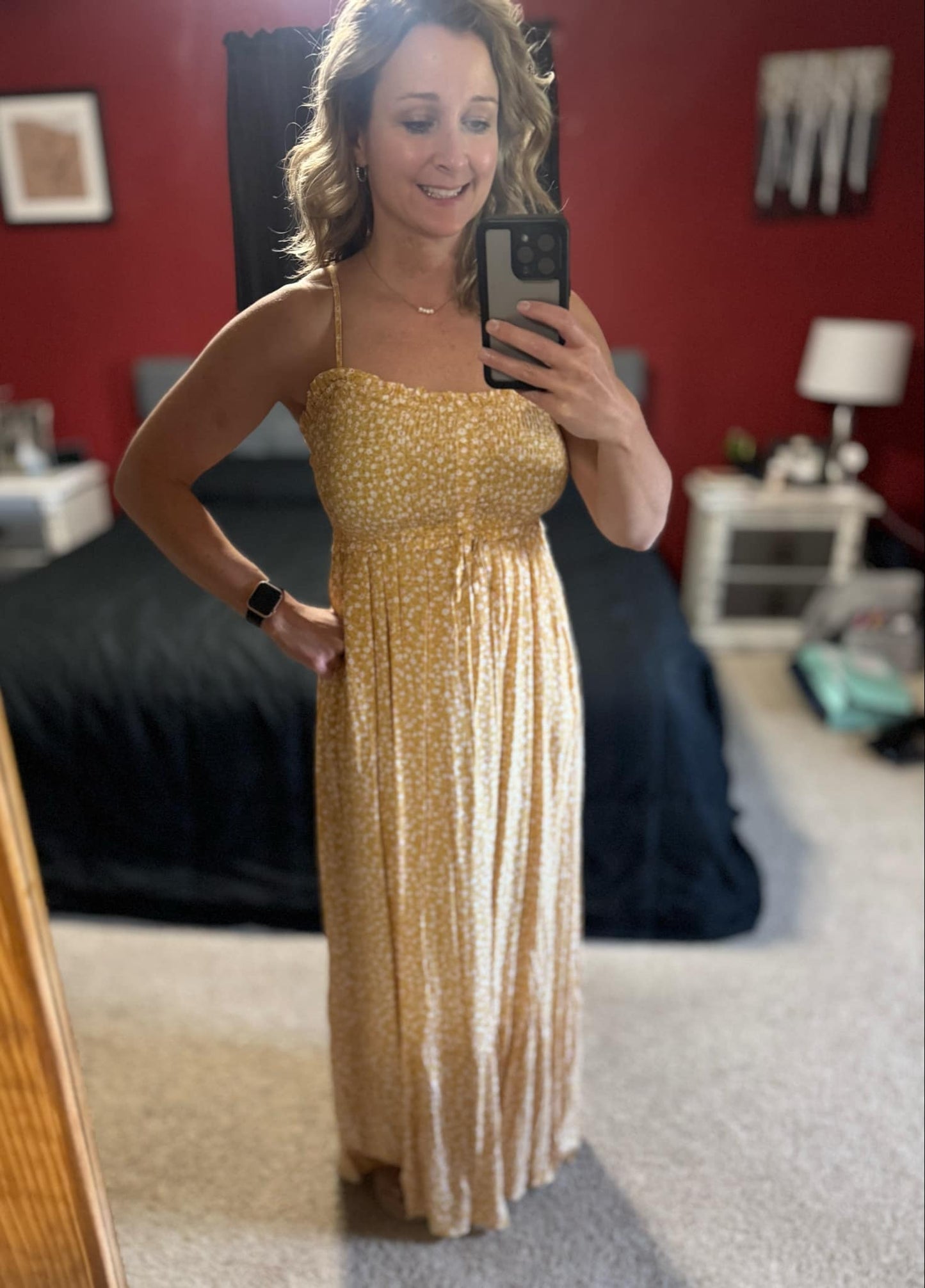 Nelly Yellow Smocked Maxi Dress