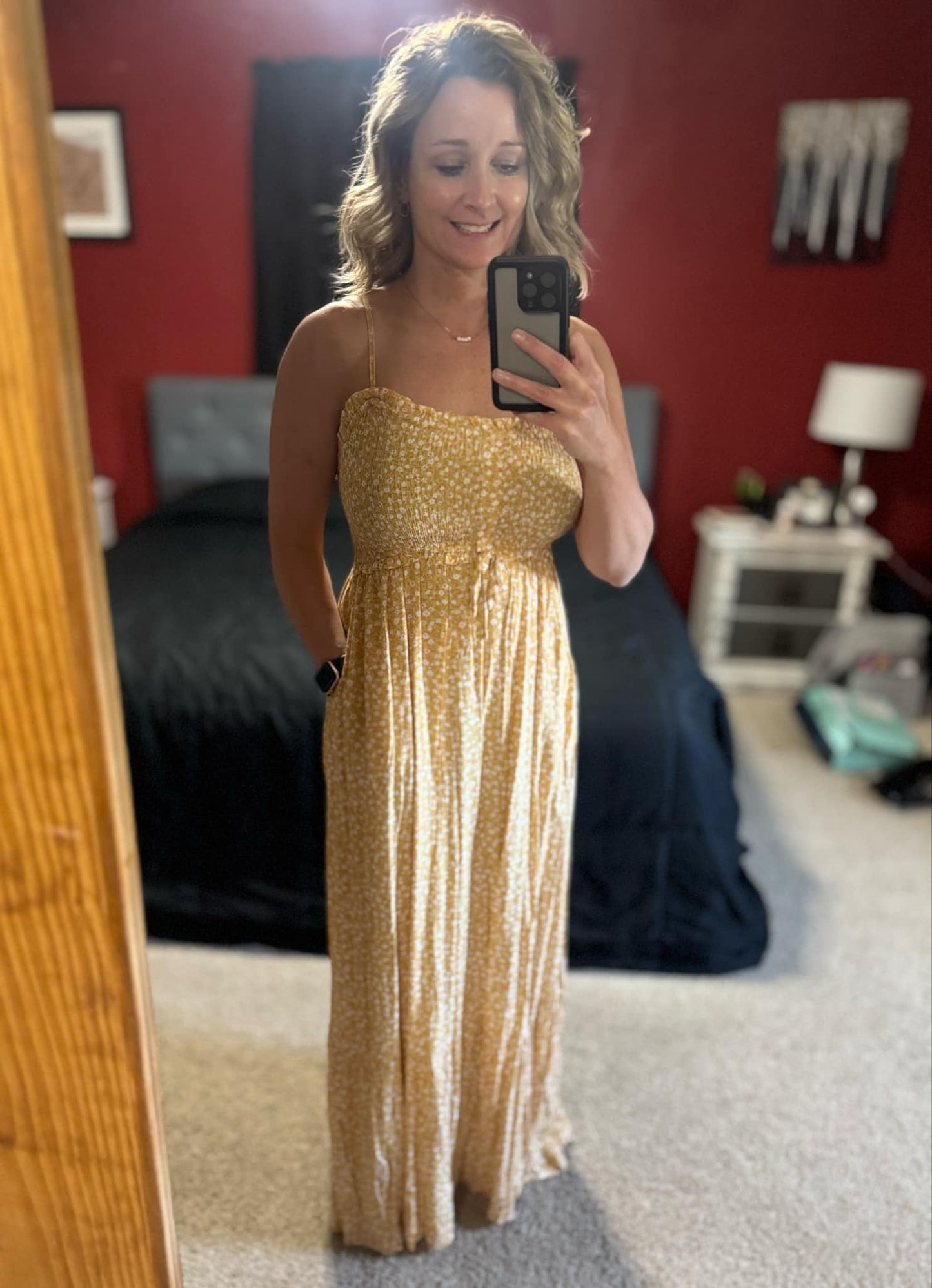 Nelly Yellow Smocked Maxi Dress