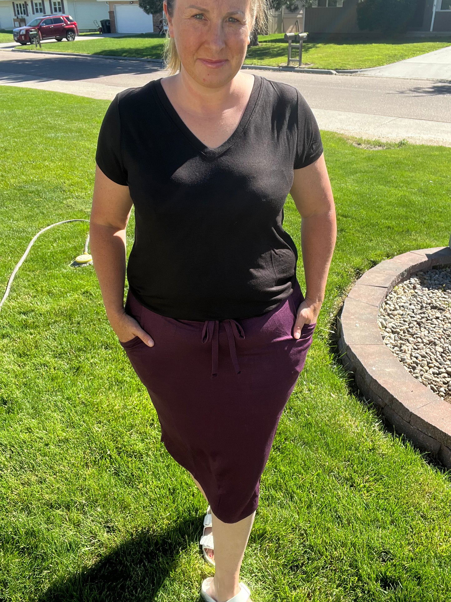 Tulip Hem Skirt With Side Pockets