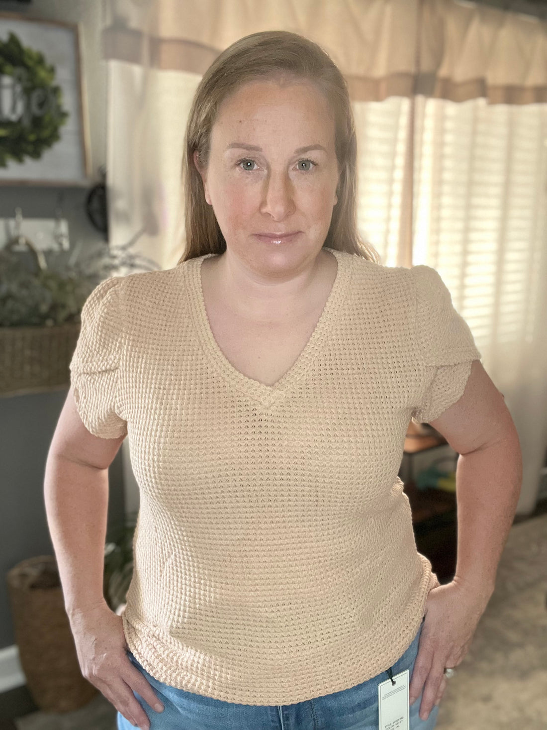 New mocha petal sleeve top