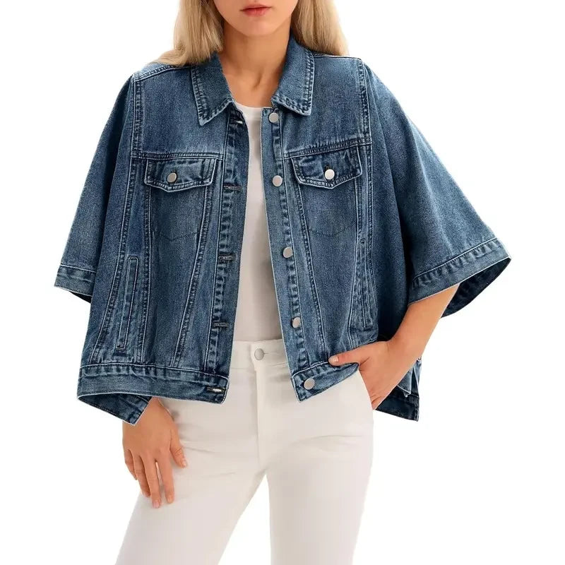 Drop it Like It’s Hot Oversized Cropped Denim Jacket