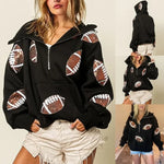 Glitter in the End Zine Sequin Football Oversized Hoodie
