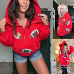 Glitter in the End Zine Sequin Football Oversized Hoodie