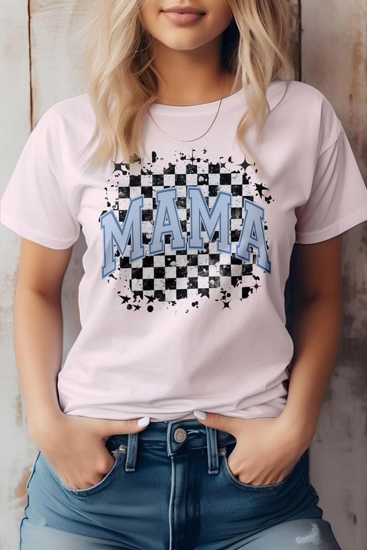 Mama Retro Checkered Rocker Mom Graphic Tee
