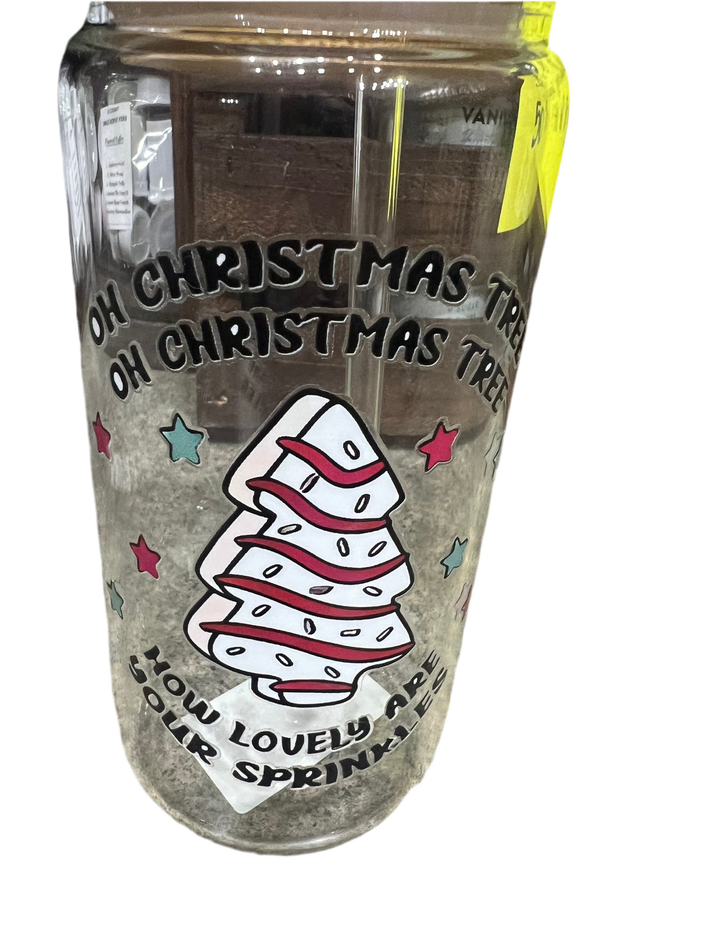 Christmas Tree Cake Water Cups with Bamboo Lid