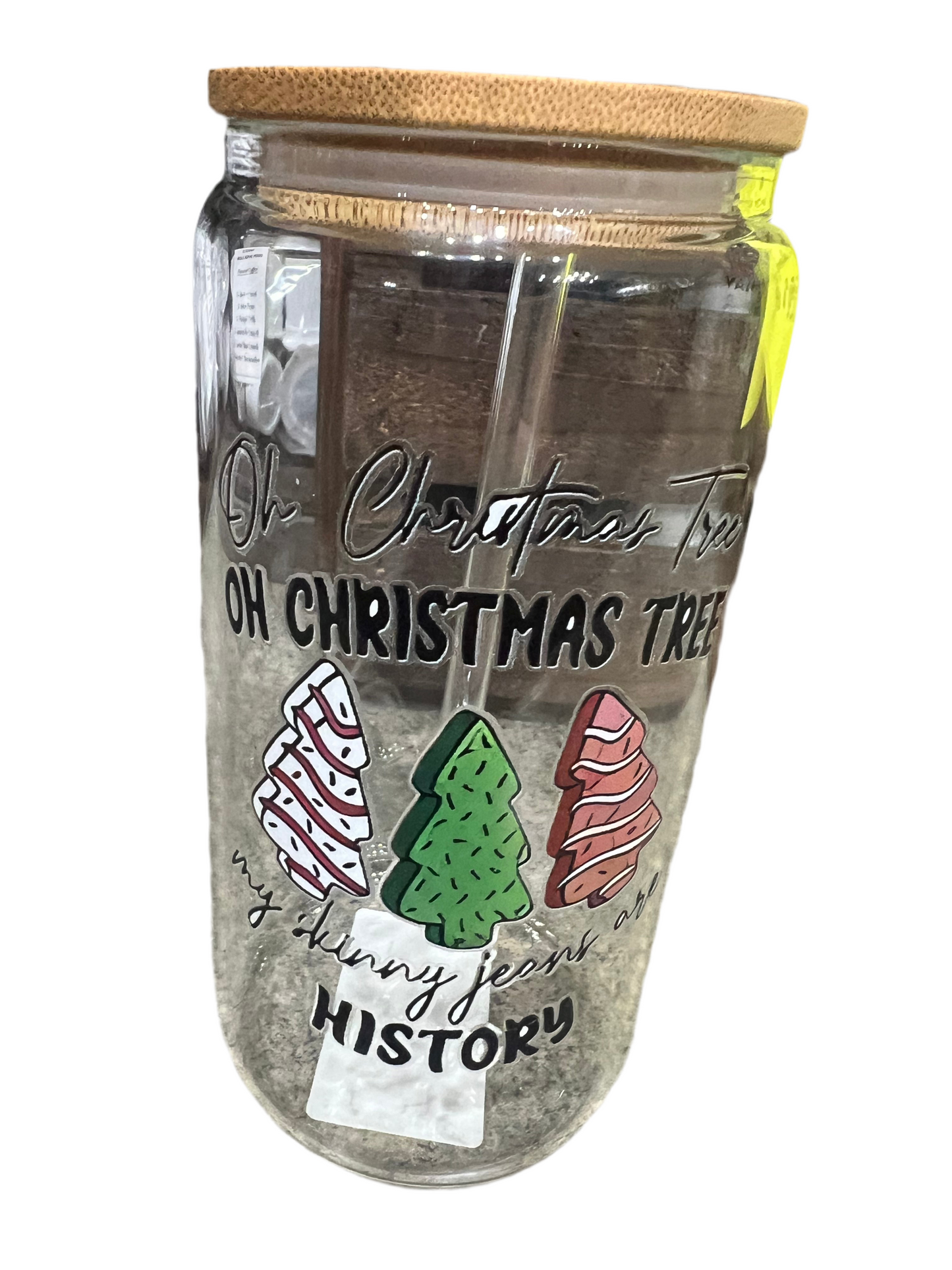Christmas Tree Cake Water Cups with Bamboo Lid