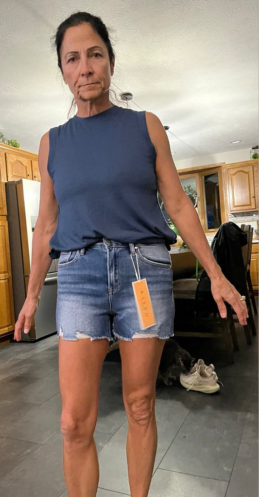 Risen High Rise Distressed Shorts