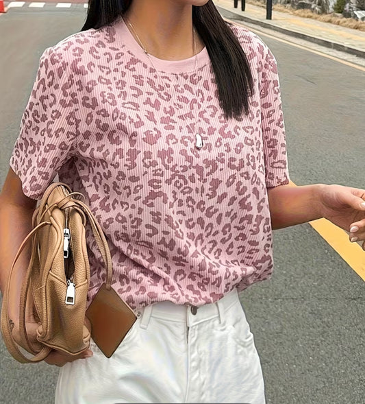 Keep It Real Ribbed Leopard Tee