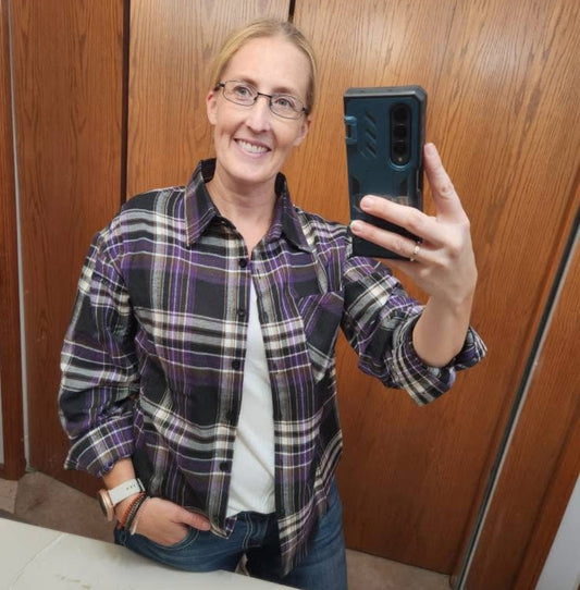 Vintage Winter Plaid Button Up Shirt