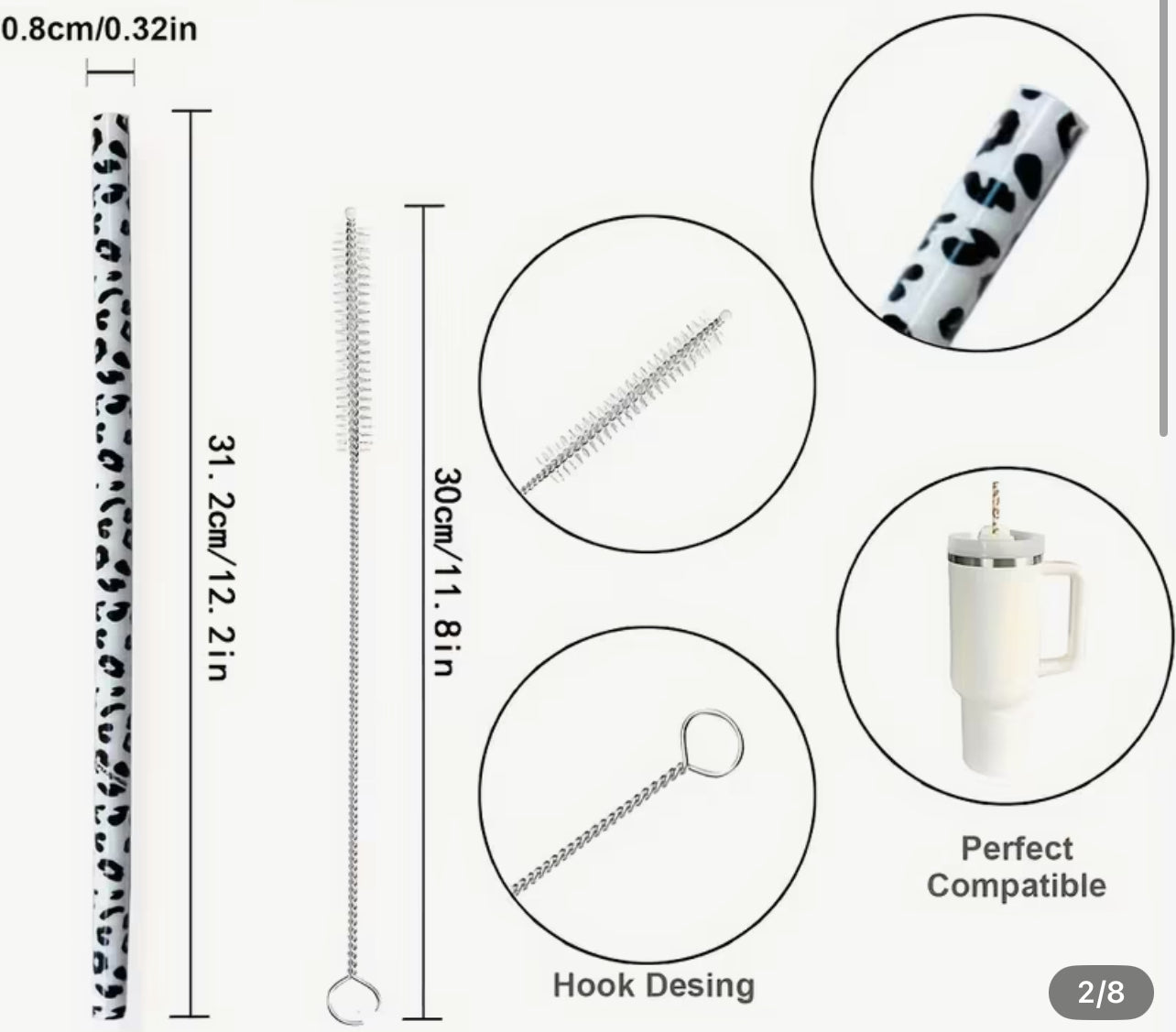 Silicon Leopard Straws