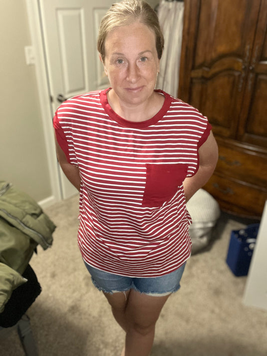 Oversized Round Neck Striped Tank