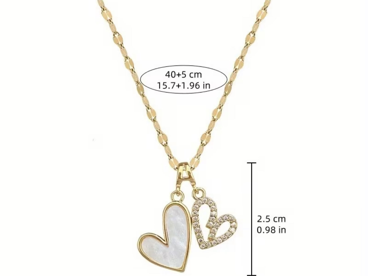 2 Hearts collide Necklace ￼