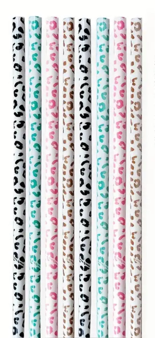 Silicon Leopard Straws