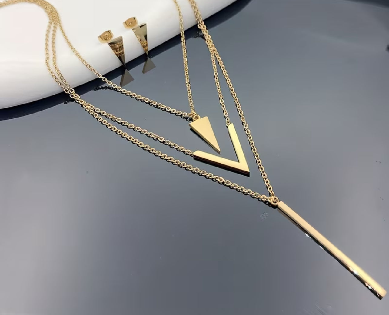 Triple Layer Bold Necklace and Earring Combo