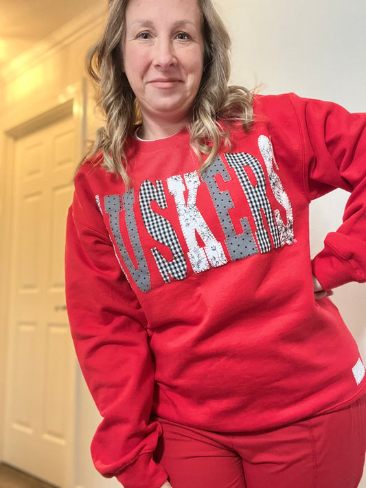 Patchwork Husker Appliqué Crewneck