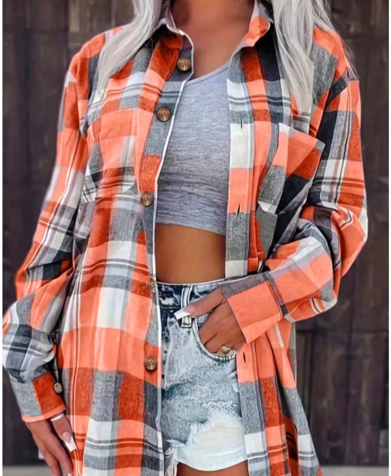Pumpkin Patch Plaid Button Up