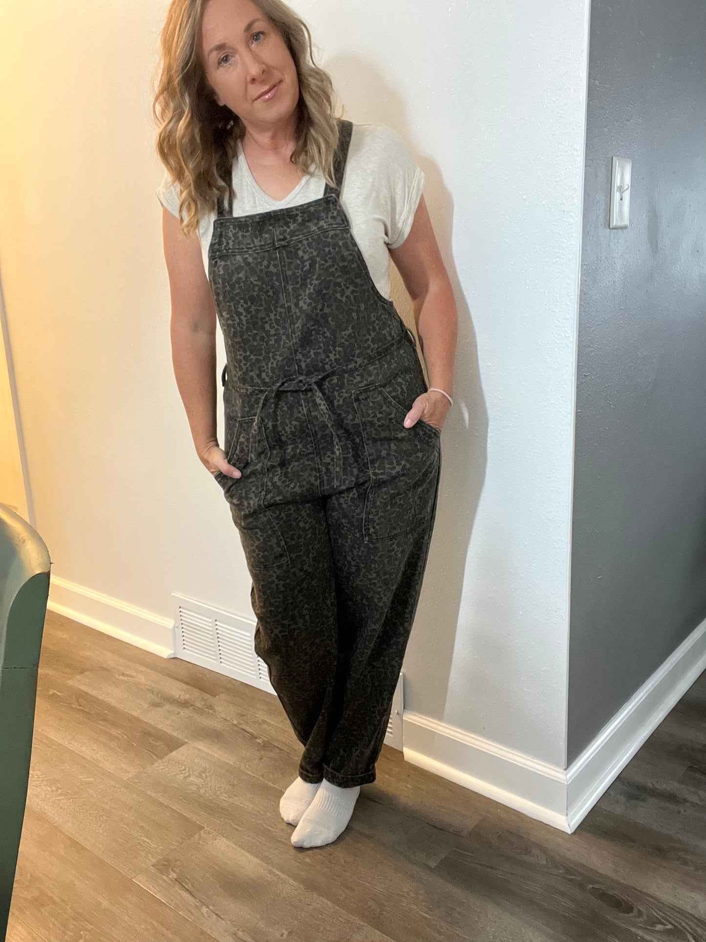Leopard Loose Comfy Overall With Side Pockets