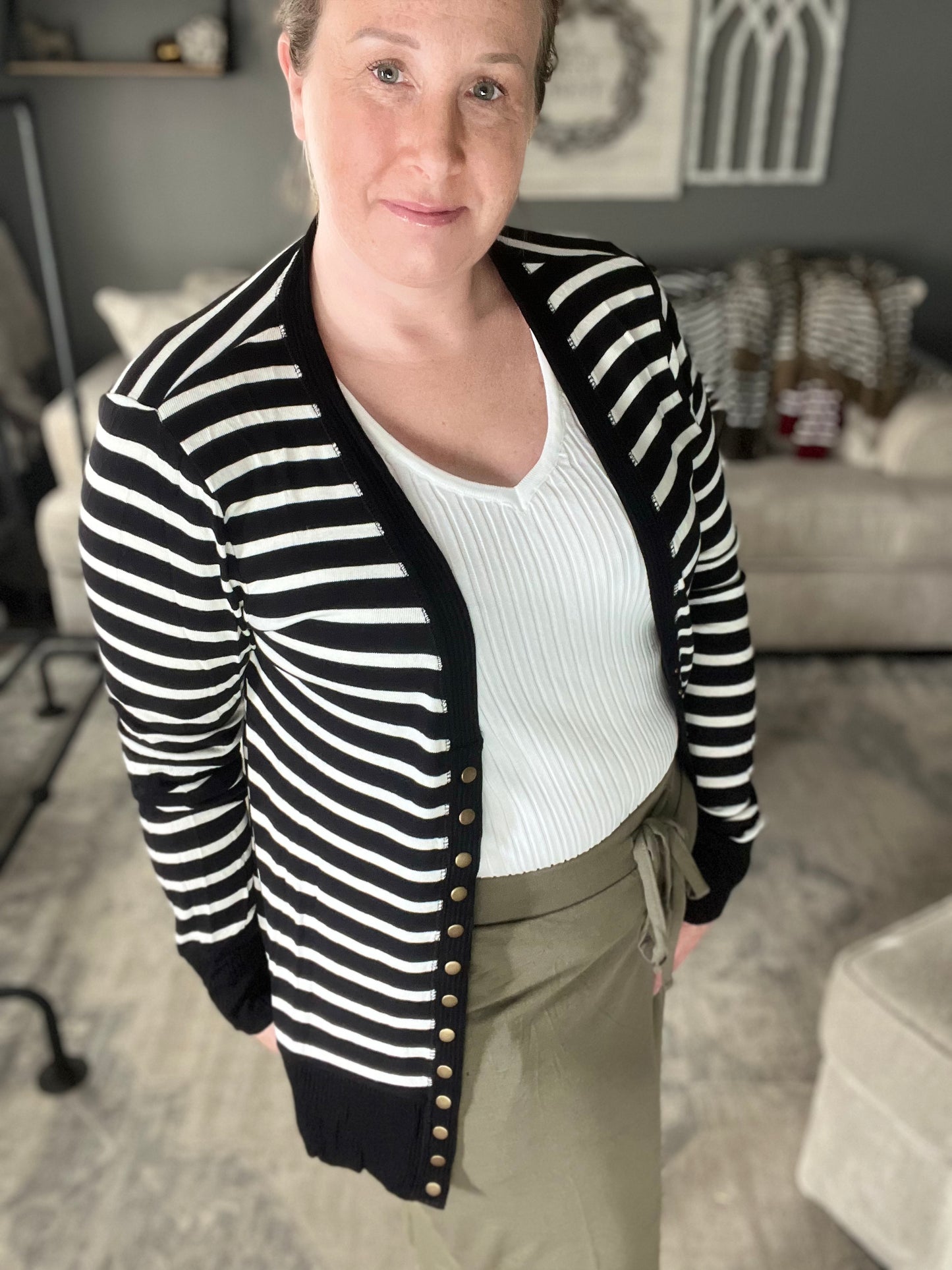 Candy Striped Snap Button Cardi