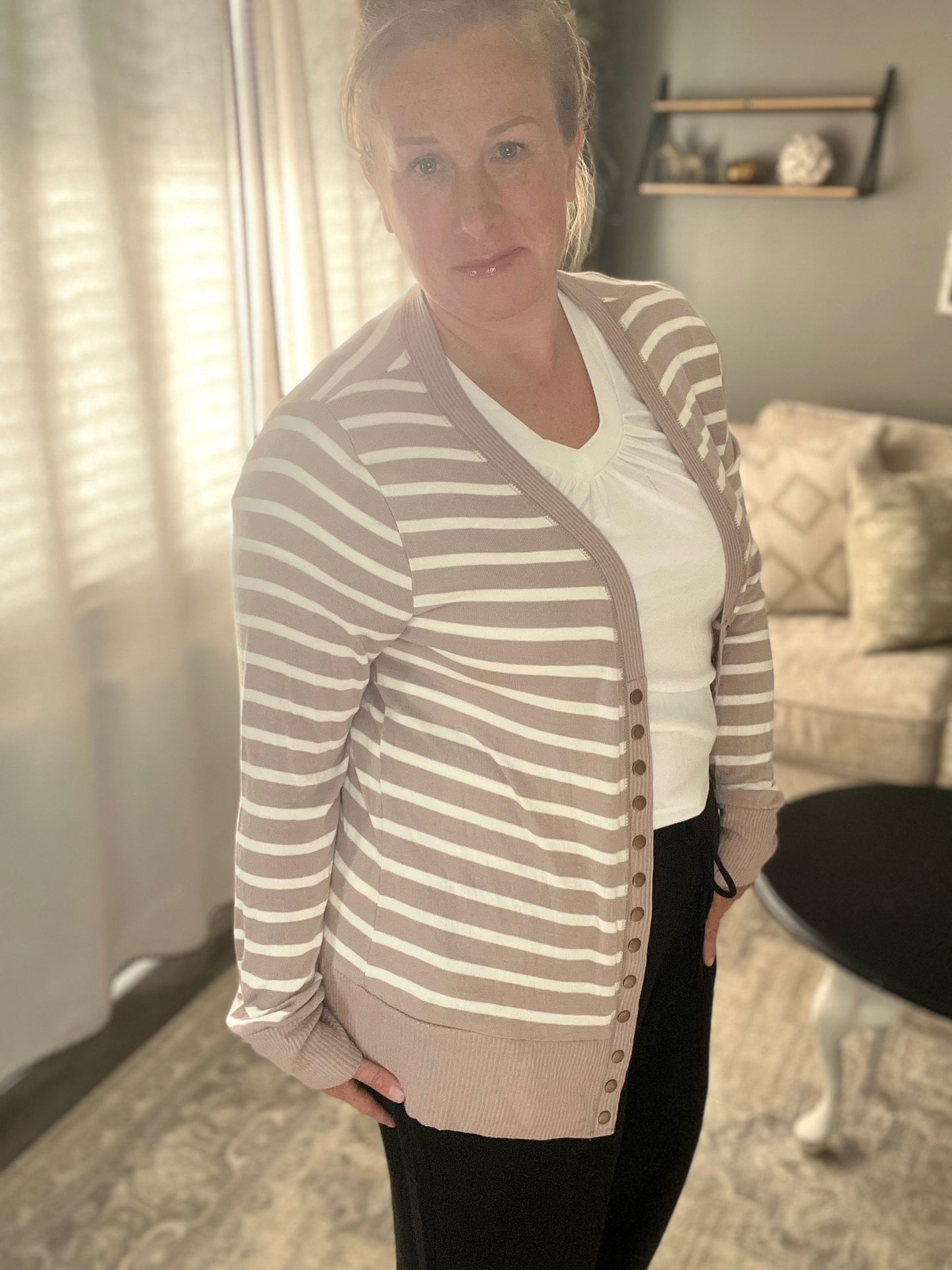 Candy Striped Snap Button Cardi