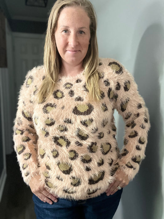 Eyelash Texture Leopard Sweater