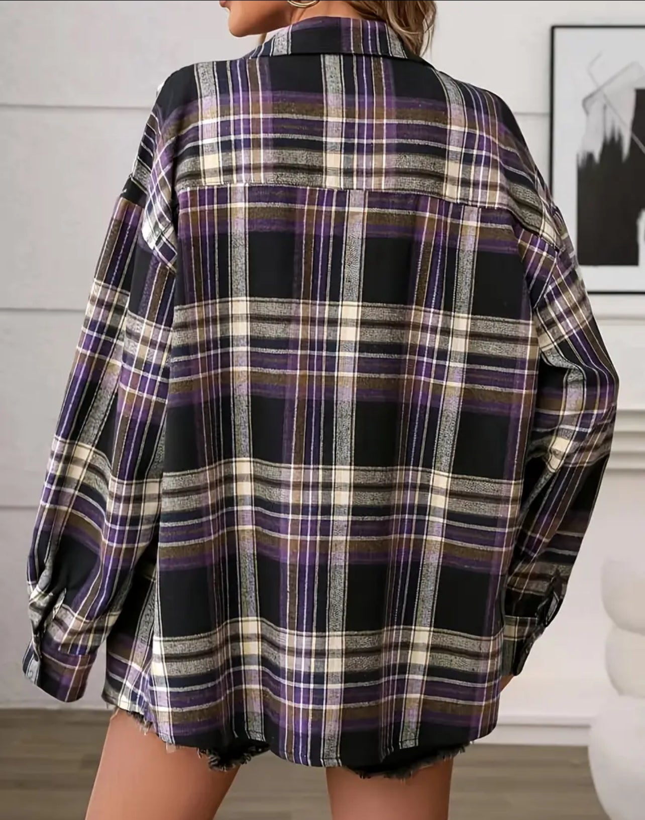 Vintage Winter Plaid Button Up Shirt