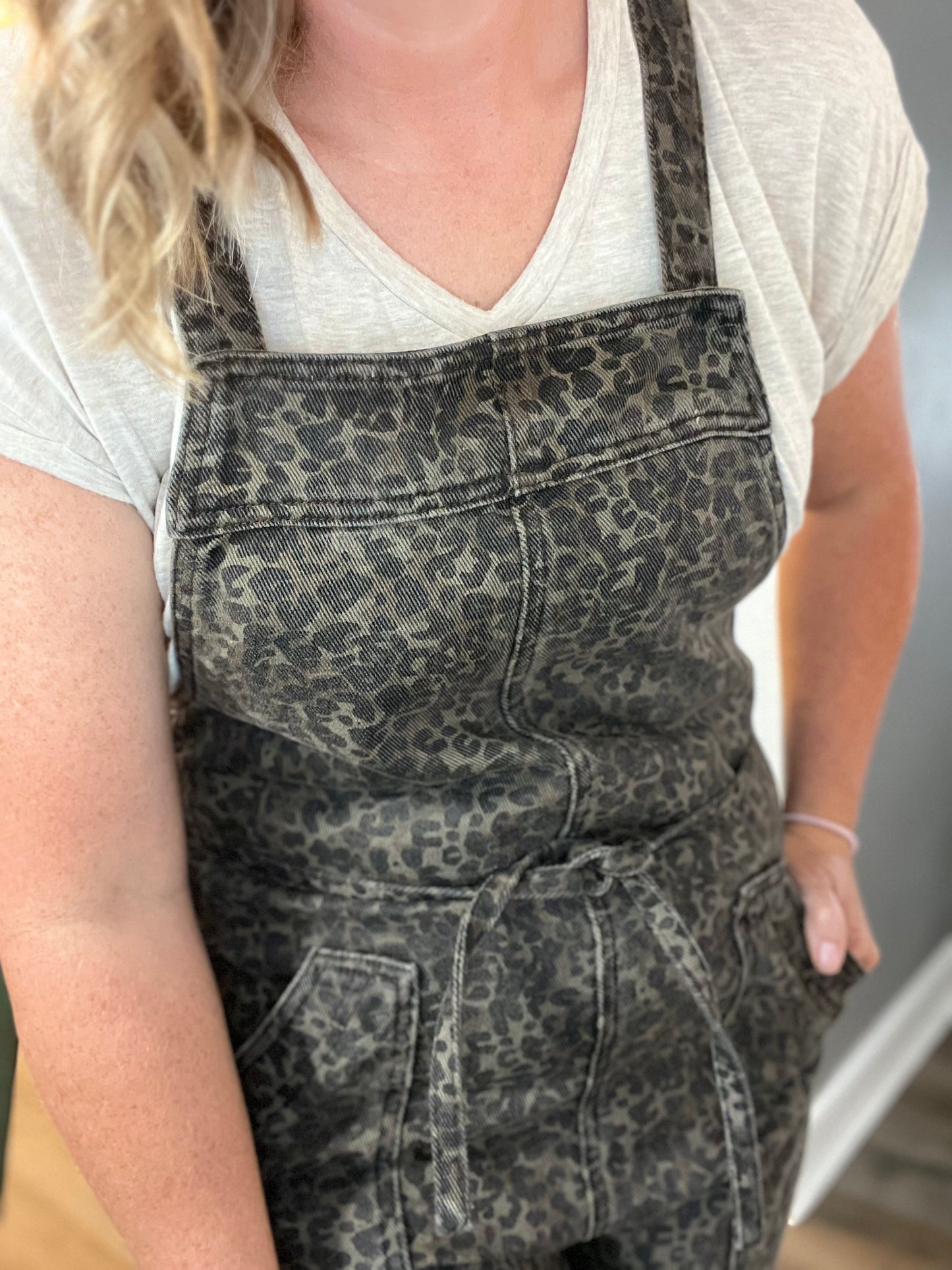 Leopard Loose Comfy Overall With Side Pockets